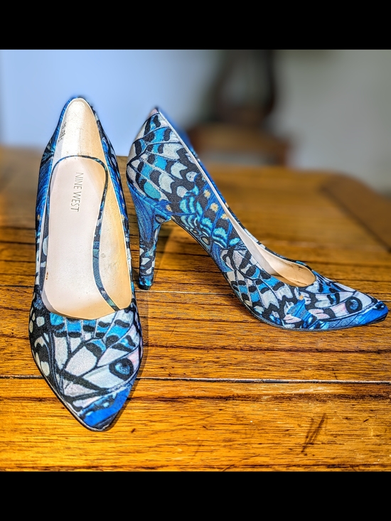 Nine West Shoes - Nine West Blue Patterned Pointed-Toe Pumps